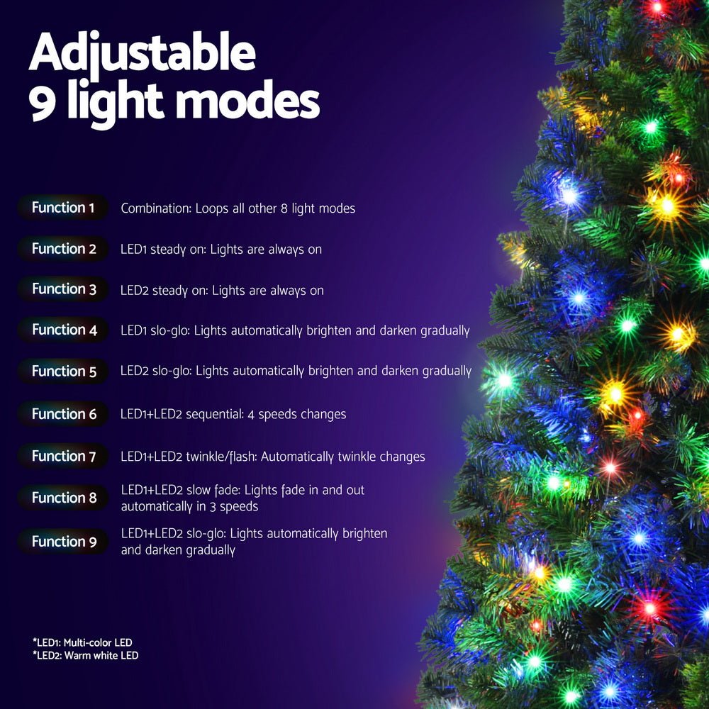 6FT / 1.8M Christmas Tree - 544 Tips - Pre-lit 200 Multi-Colour LED Lights - 8 Light Modes - Green - Occasions > Christmas > Christmas Trees - Rivercity House & Home Co. (ABN 18 642 972 209) - Affordable Modern Furniture Australia