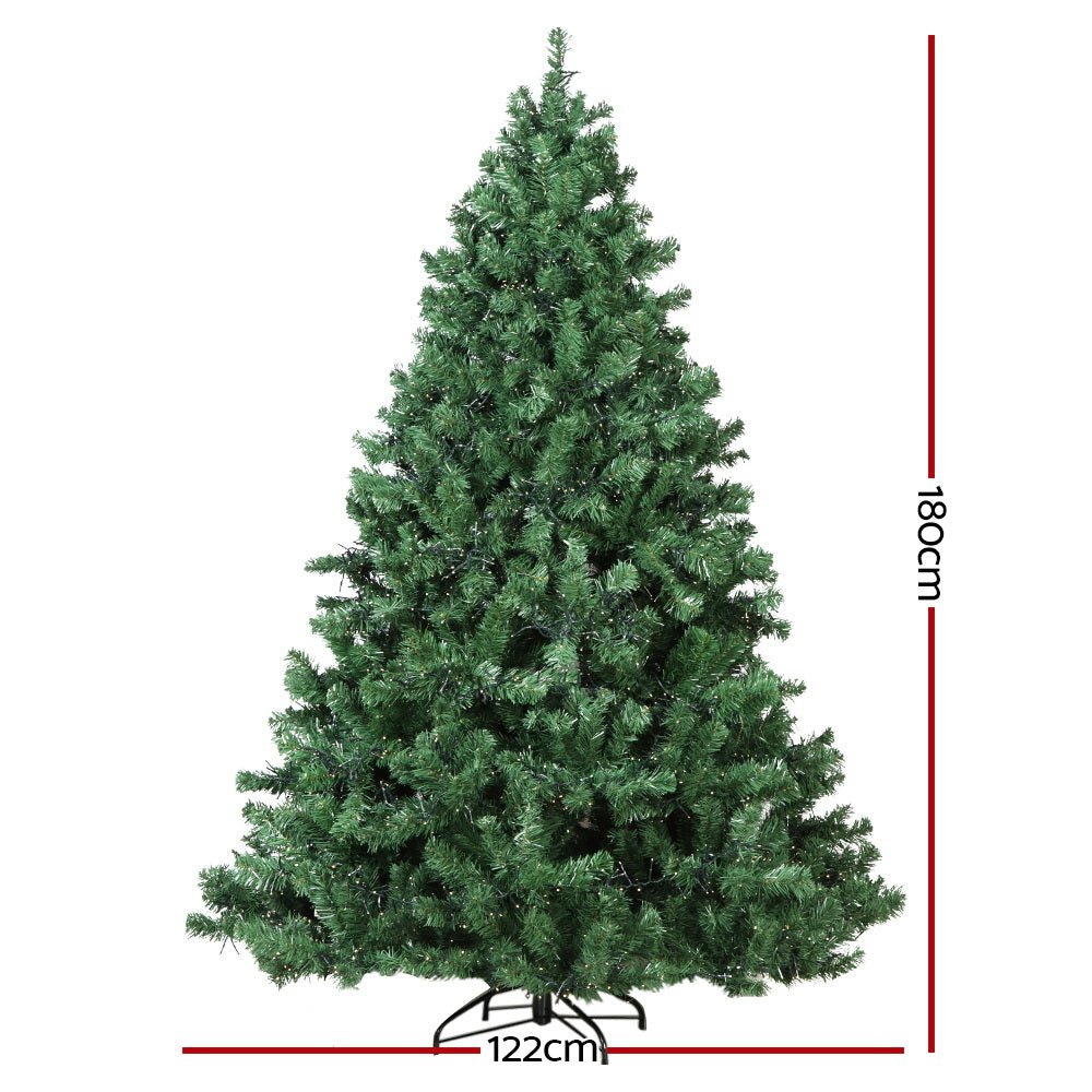 6FT / 1.8M Christmas Tree - 765 Tips - Pre-lit 1980 Warm White LED Lights - 8 Light Modes - Green - Occasions - Rivercity House & Home Co. (ABN 18 642 972 209) - Affordable Modern Furniture Australia