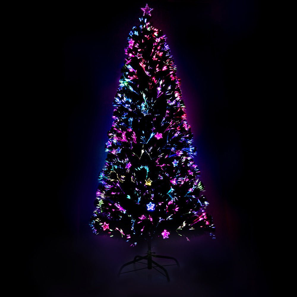 6FT / 1.8M Fibre Optic Christmas Tree - 250 Tips - Pre-lit Multi-Colour LED Lights with LED Star Topper & 38 Fibre Optic Stars - Green - Occasions - Rivercity House & Home Co. (ABN 18 642 972 209) - Affordable Modern Furniture Australia