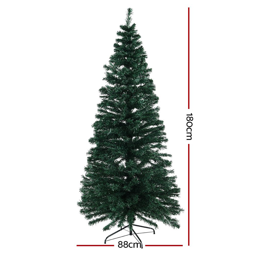 6FT / 1.8M Fibre Optic Christmas Tree - 300 Tips - Pre-lit Multi-Colour Fibre Optic Lights - Green - Occasions - Rivercity House & Home Co. (ABN 18 642 972 209) - Affordable Modern Furniture Australia