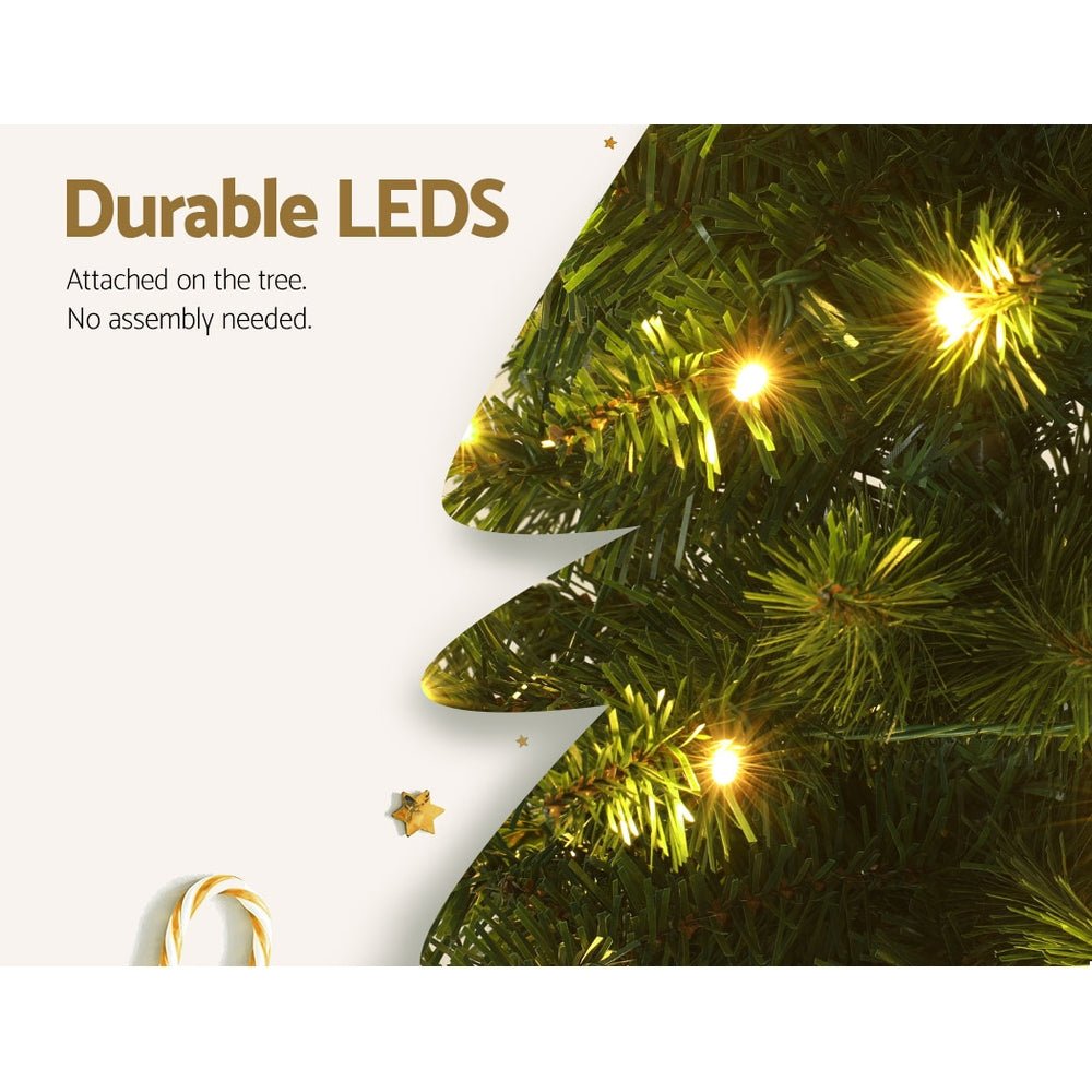 6FT / 1.8M Slim Christmas Tree - 300 Tips - Pre-lit 200 Warm White LED Lights - Green - Occasions > Christmas - Rivercity House & Home Co. (ABN 18 642 972 209) - Affordable Modern Furniture Australia