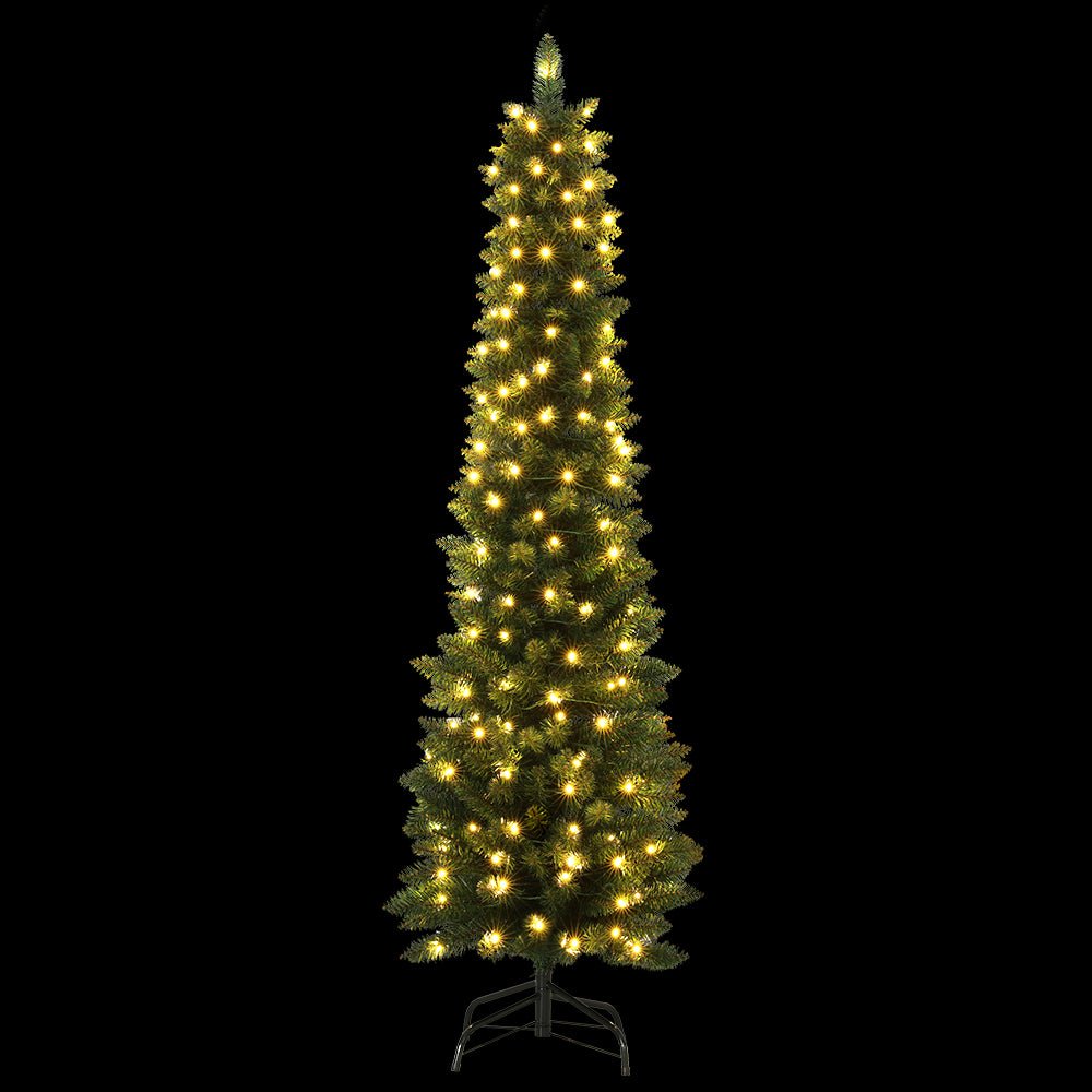 6FT / 1.8M Slim Christmas Tree - 300 Tips - Pre-lit 200 Warm White LED Lights - Green - Occasions > Christmas - Rivercity House & Home Co. (ABN 18 642 972 209) - Affordable Modern Furniture Australia