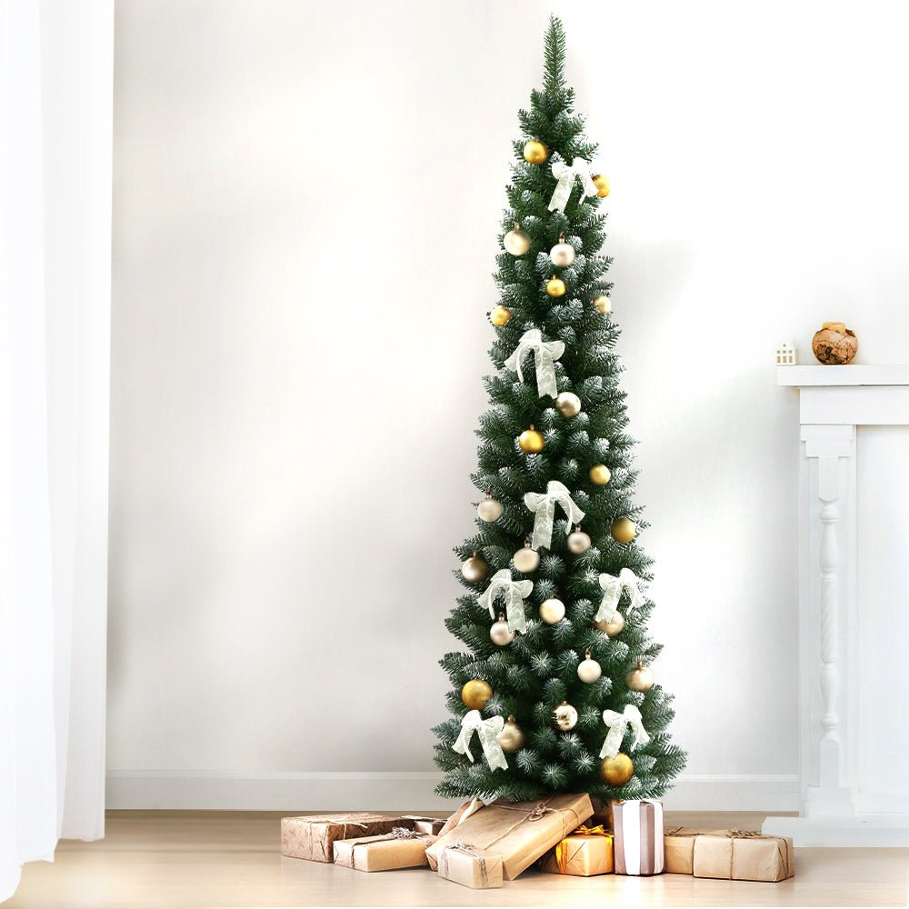 6FT / 1.8M Slim Snow Tipped Christmas Tree - 300 Tips - Green - Occasions > Christmas - Rivercity House & Home Co. (ABN 18 642 972 209) - Affordable Modern Furniture Australia