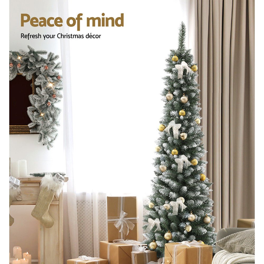 6FT / 1.8M Slim Snow Tipped Christmas Tree - 300 Tips - Green - Occasions > Christmas - Rivercity House & Home Co. (ABN 18 642 972 209) - Affordable Modern Furniture Australia