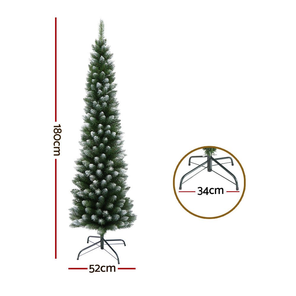 6FT / 1.8M Slim Snow Tipped Christmas Tree - 300 Tips - Green - Occasions > Christmas - Rivercity House & Home Co. (ABN 18 642 972 209) - Affordable Modern Furniture Australia