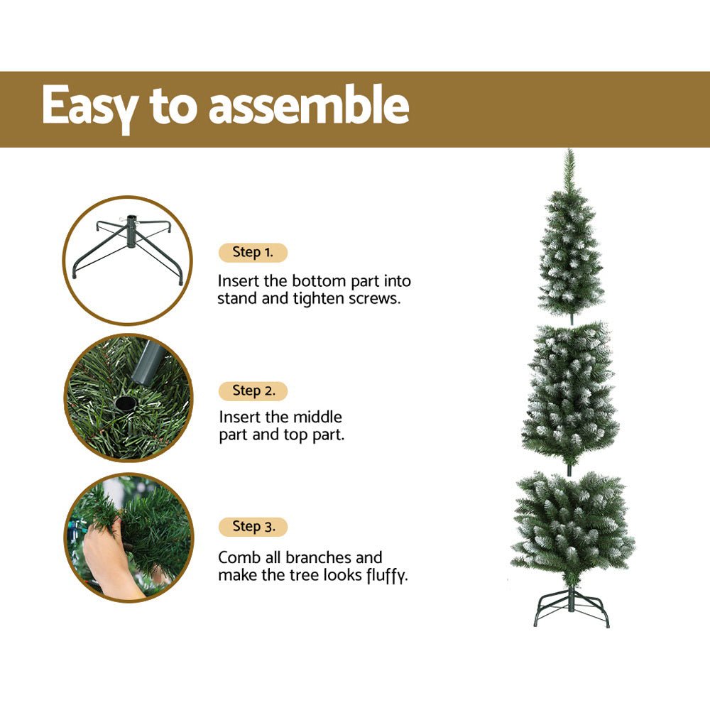 6FT / 1.8M Slim Snow Tipped Christmas Tree - 300 Tips - Green - Occasions > Christmas - Rivercity House & Home Co. (ABN 18 642 972 209) - Affordable Modern Furniture Australia