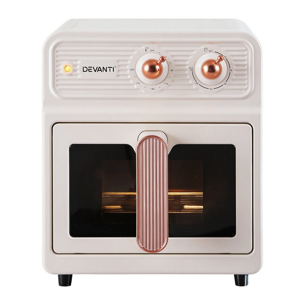 6L Air Fryer Knob Control 1700W Cream - Appliances > Kitchen Appliances > Air Fryers - Rivercity House & Home Co. (ABN 18 642 972 209) - Affordable Modern Furniture Australia