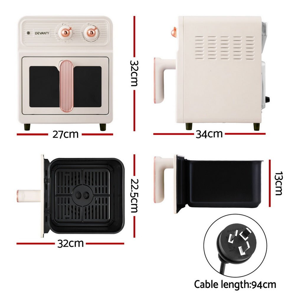 6L Air Fryer Knob Control 1700W Cream - Appliances > Kitchen Appliances > Air Fryers - Rivercity House & Home Co. (ABN 18 642 972 209) - Affordable Modern Furniture Australia