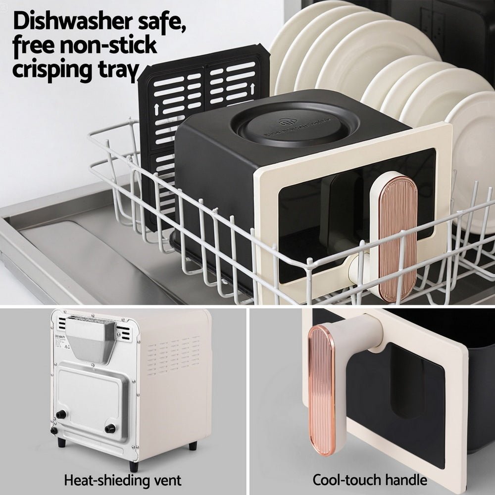6L Air Fryer Knob Control 1700W Cream - Appliances > Kitchen Appliances > Air Fryers - Rivercity House & Home Co. (ABN 18 642 972 209) - Affordable Modern Furniture Australia