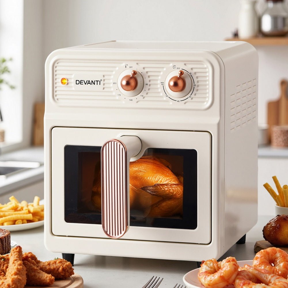 6L Air Fryer Knob Control 1700W Cream - Appliances > Kitchen Appliances > Air Fryers - Rivercity House & Home Co. (ABN 18 642 972 209) - Affordable Modern Furniture Australia
