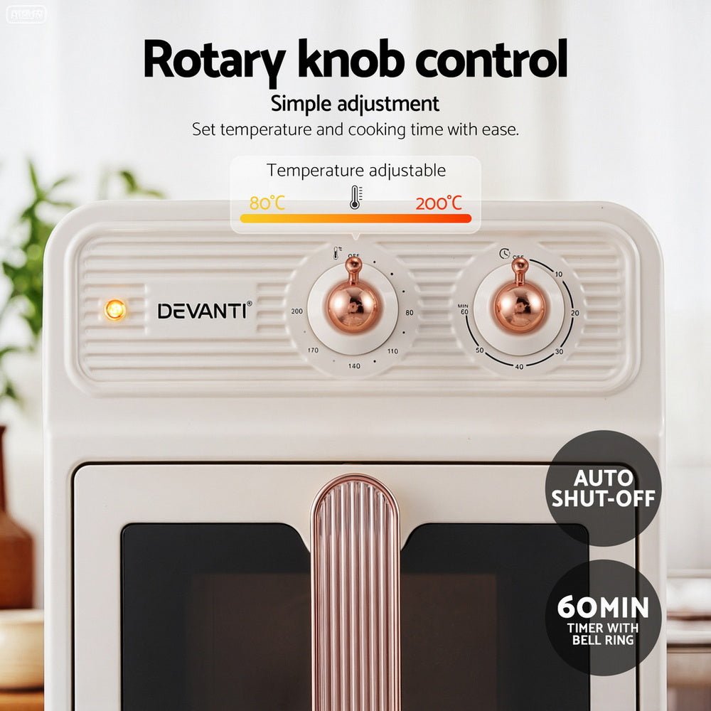 6L Air Fryer Knob Control 1700W Cream - Appliances > Kitchen Appliances > Air Fryers - Rivercity House & Home Co. (ABN 18 642 972 209) - Affordable Modern Furniture Australia