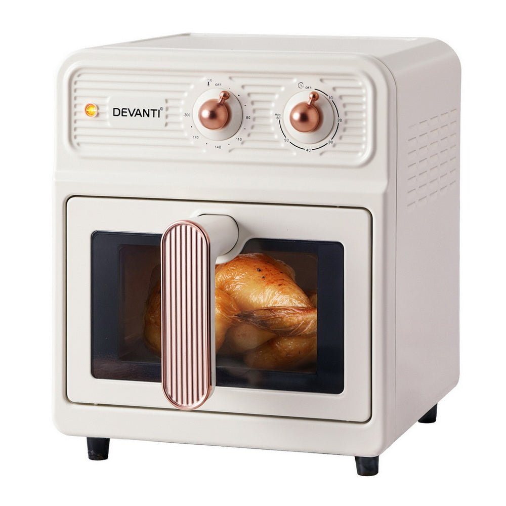 6L Air Fryer Knob Control 1700W Cream - Appliances > Kitchen Appliances > Air Fryers - Rivercity House & Home Co. (ABN 18 642 972 209) - Affordable Modern Furniture Australia