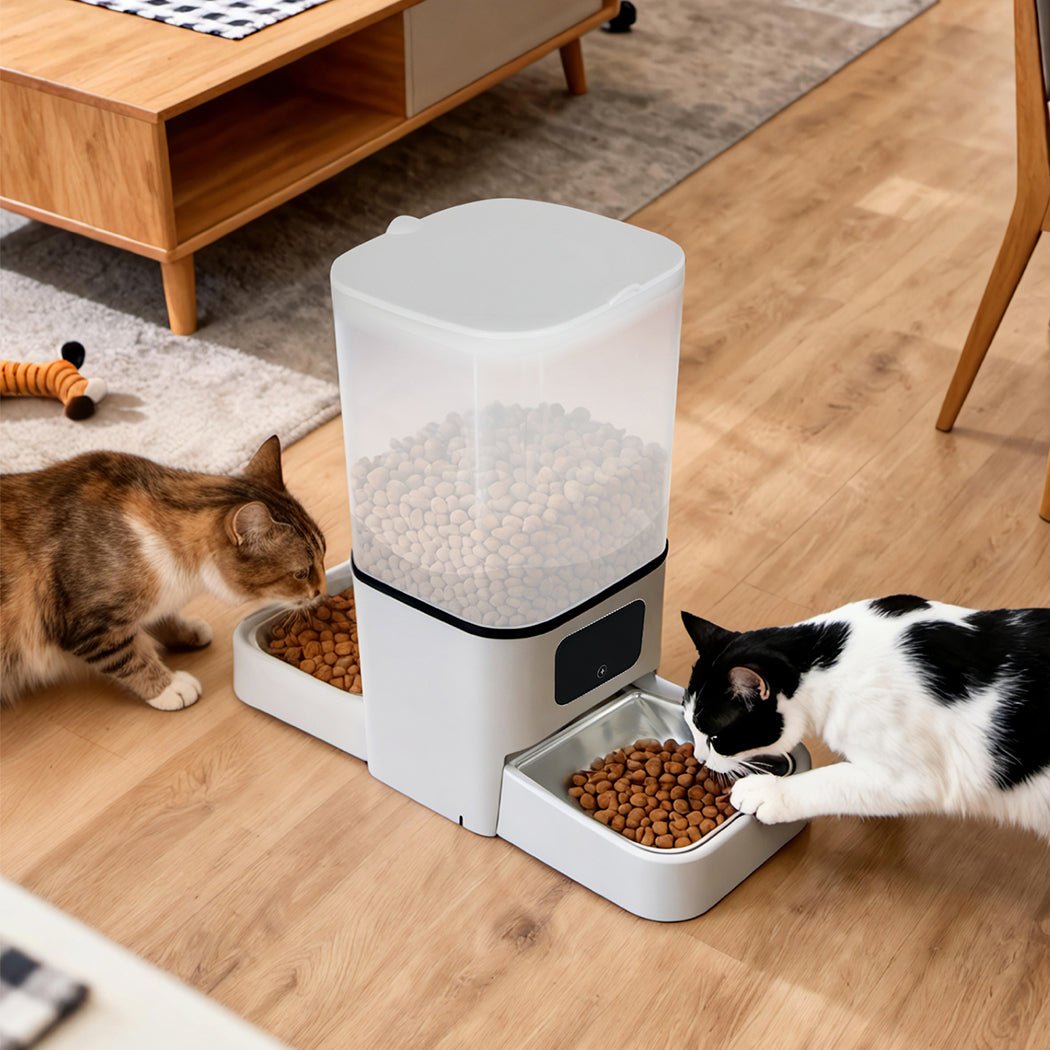 6L Automatic 2 Bowl Pet Food Dispenser with WiFi App Control - White - Rivercity House & Home Co. (ABN 18 642 972 209) - Affordable Modern Furniture Australia