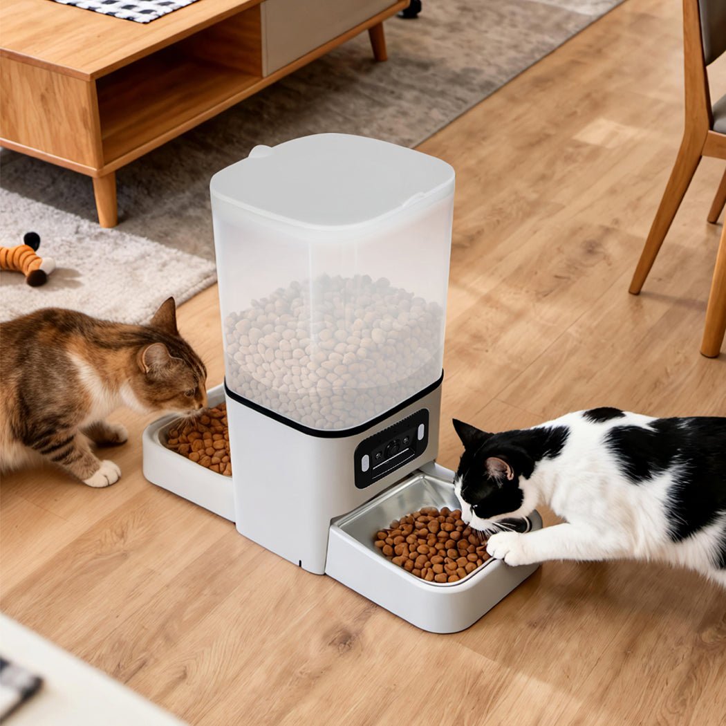 6L Automatic Dual Bowl Pet Feeder with WiFi App Control - White - Rivercity House & Home Co. (ABN 18 642 972 209) - Affordable Modern Furniture Australia