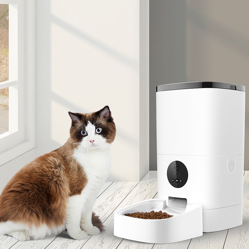 6L Automatic Pet Feeder with 1080P Camera and WiFi - White - Rivercity House & Home Co. (ABN 18 642 972 209) - Affordable Modern Furniture Australia