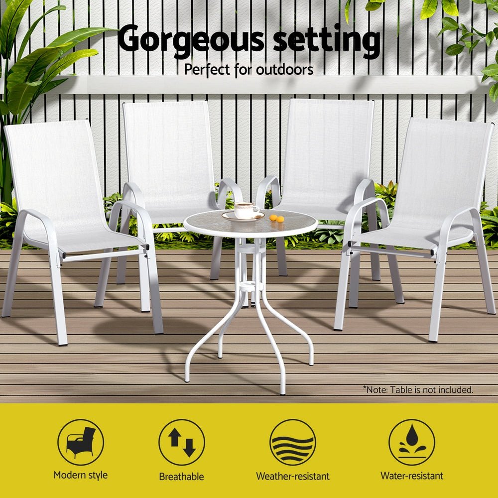 6PC Outdoor Dining Chairs Stackable Lounge Chair Patio Furniture White - Furniture > Outdoor > Outdoor Chairs - Rivercity House & Home Co. (ABN 18 642 972 209) - Affordable Modern Furniture Australia