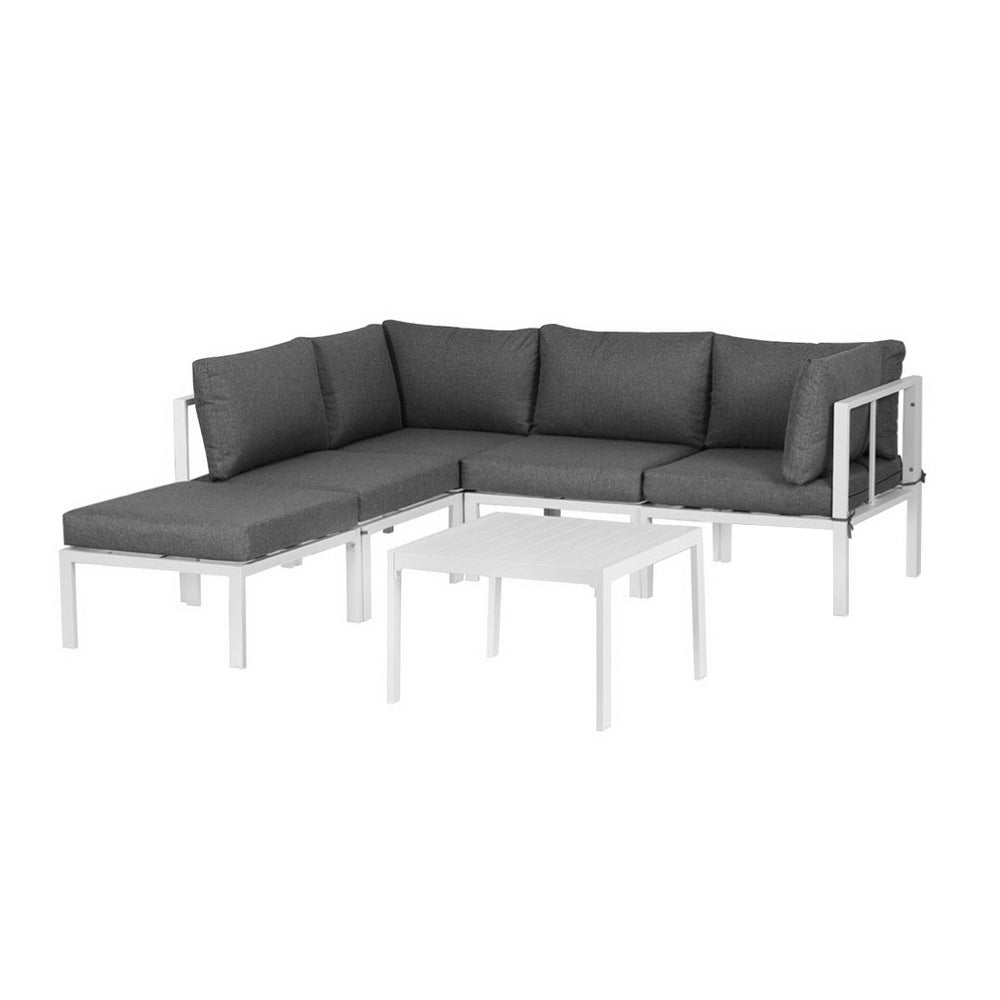 6PCS Outdoor Sofa Set Aluminium Table and Chairs Lounge Patio Furniture - Furniture > Outdoor > Outdoor Sofas & Lounge Sets - Rivercity House & Home Co. (ABN 18 642 972 209) - Affordable Modern Furniture Australia