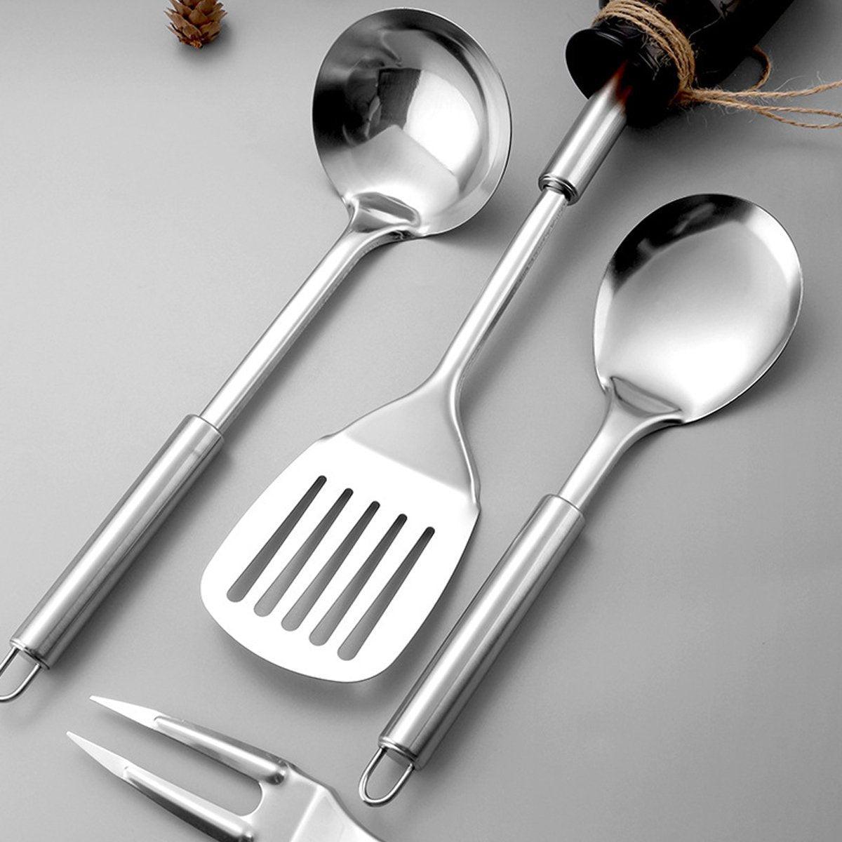 6PCS Stainless Steel Kitchen Utensil Set with Frying Spatula Colander and Spoon - Home & Garden > Kitchenware > Kitchen Utensils - Rivercity House & Home Co. (ABN 18 642 972 209) - Affordable Modern Furniture Australia