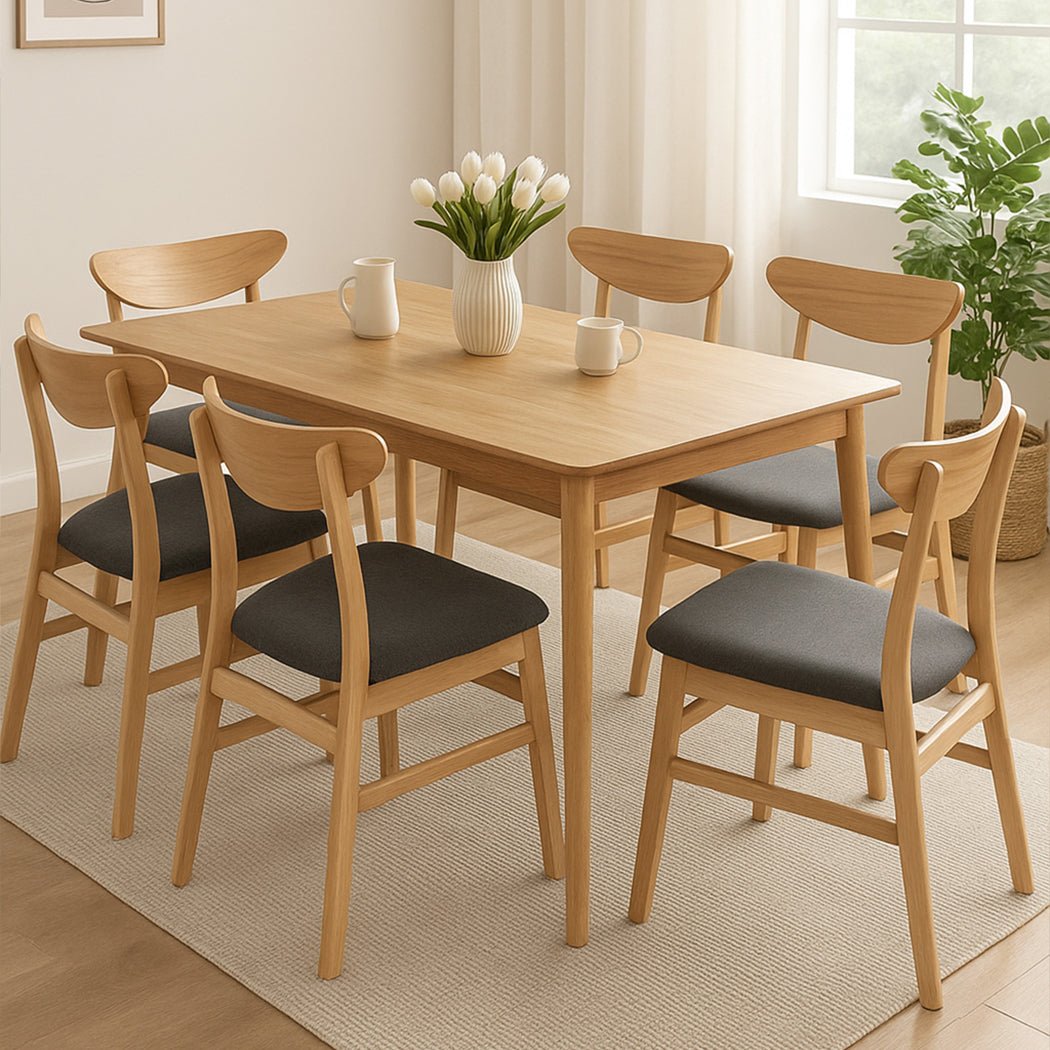 6x Dining Chairs Kitchen Chair with Linen Upholstery - Natural - Rivercity House & Home Co. (ABN 18 642 972 209) - Affordable Modern Furniture Australia