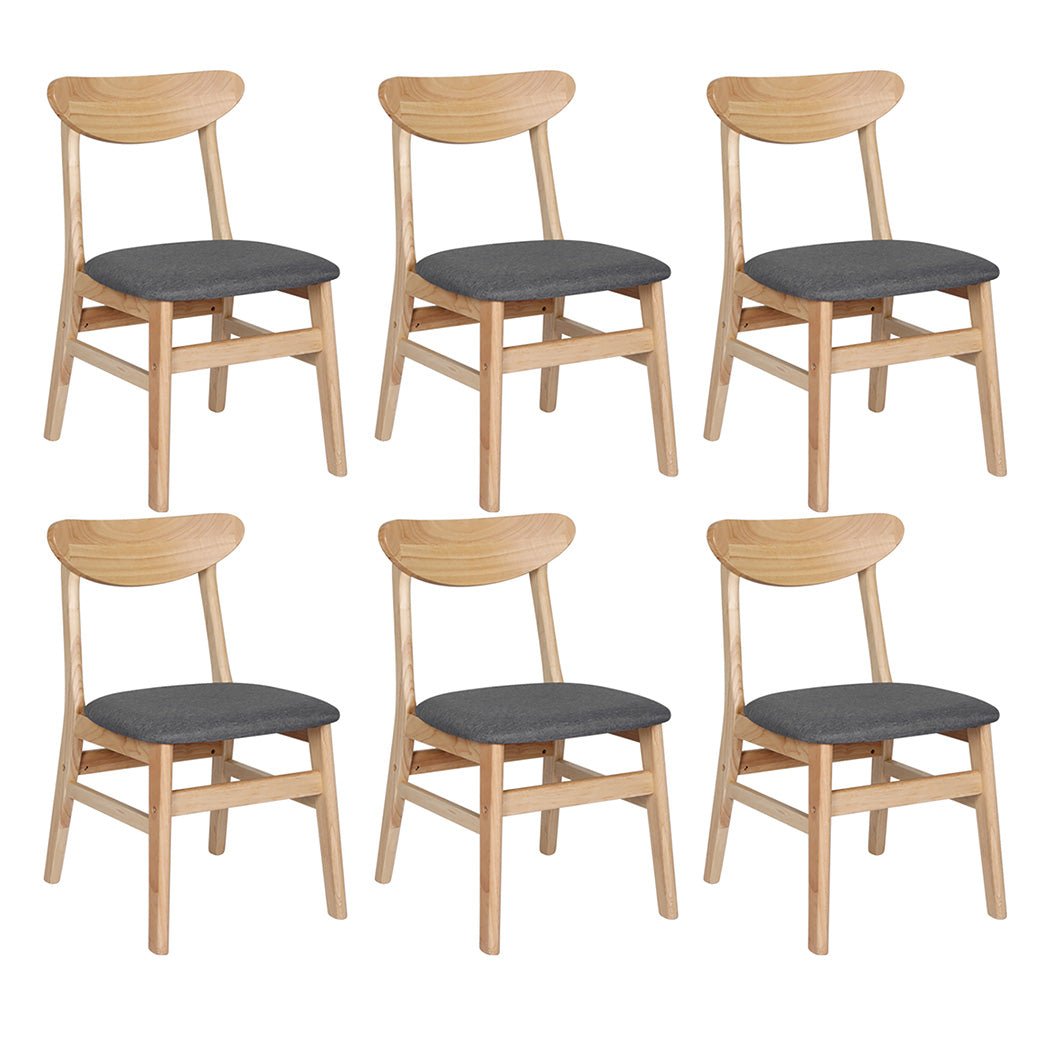 6x Dining Chairs Kitchen Chair with Linen Upholstery - Natural - Rivercity House & Home Co. (ABN 18 642 972 209) - Affordable Modern Furniture Australia