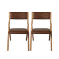 Set of 6 Foldable Dining Chairs with PU Leather Seat - Tan