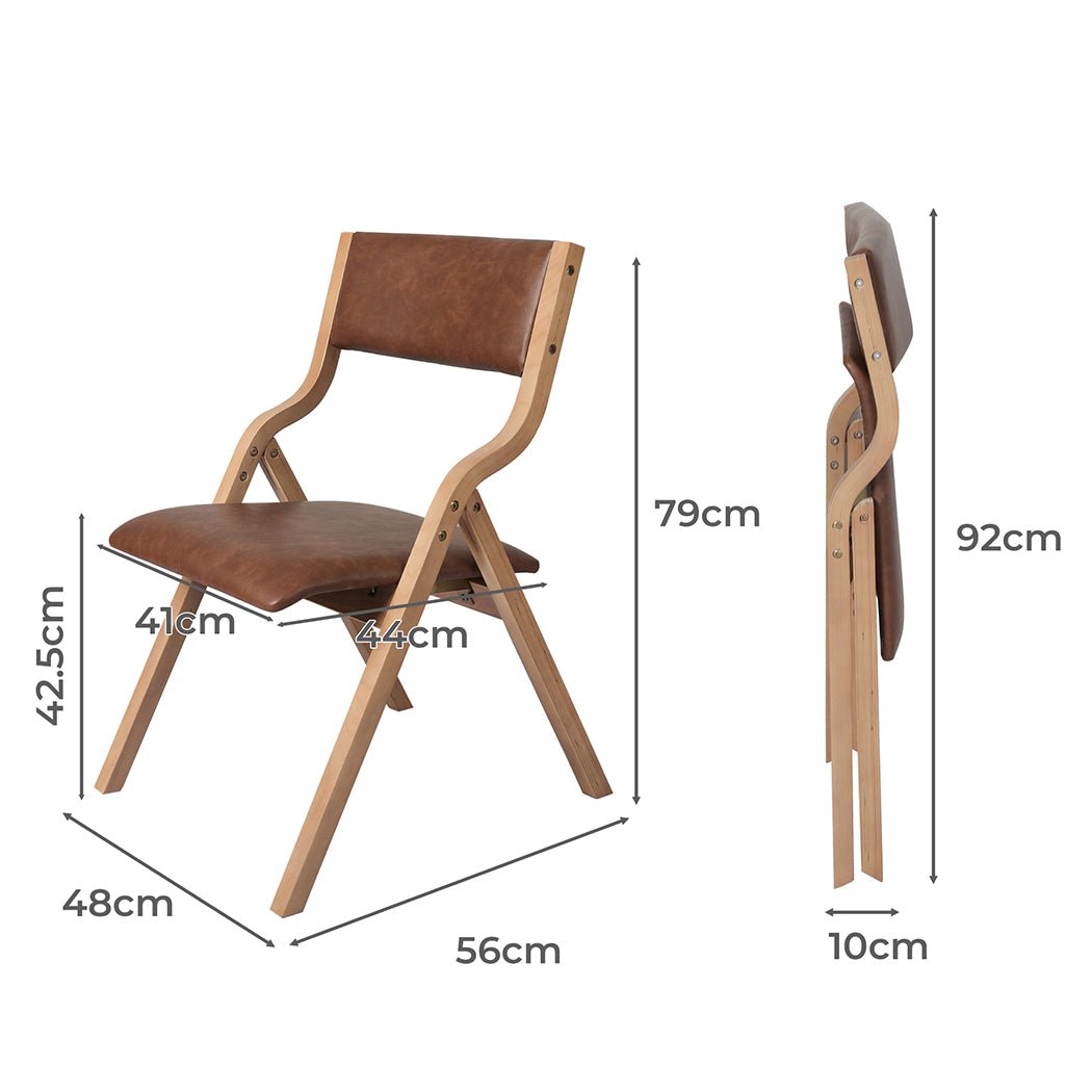 6x Foldable Dining Chairs with PU Leather Seat - Tan - Rivercity House & Home Co. (ABN 18 642 972 209) - Affordable Modern Furniture Australia