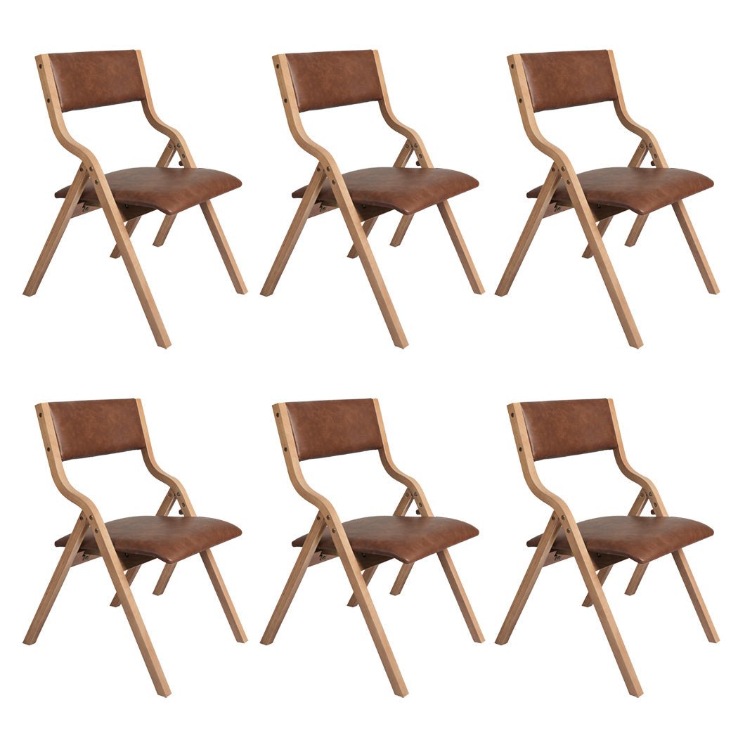 6x Foldable Dining Chairs with PU Leather Seat - Tan - Rivercity House & Home Co. (ABN 18 642 972 209) - Affordable Modern Furniture Australia