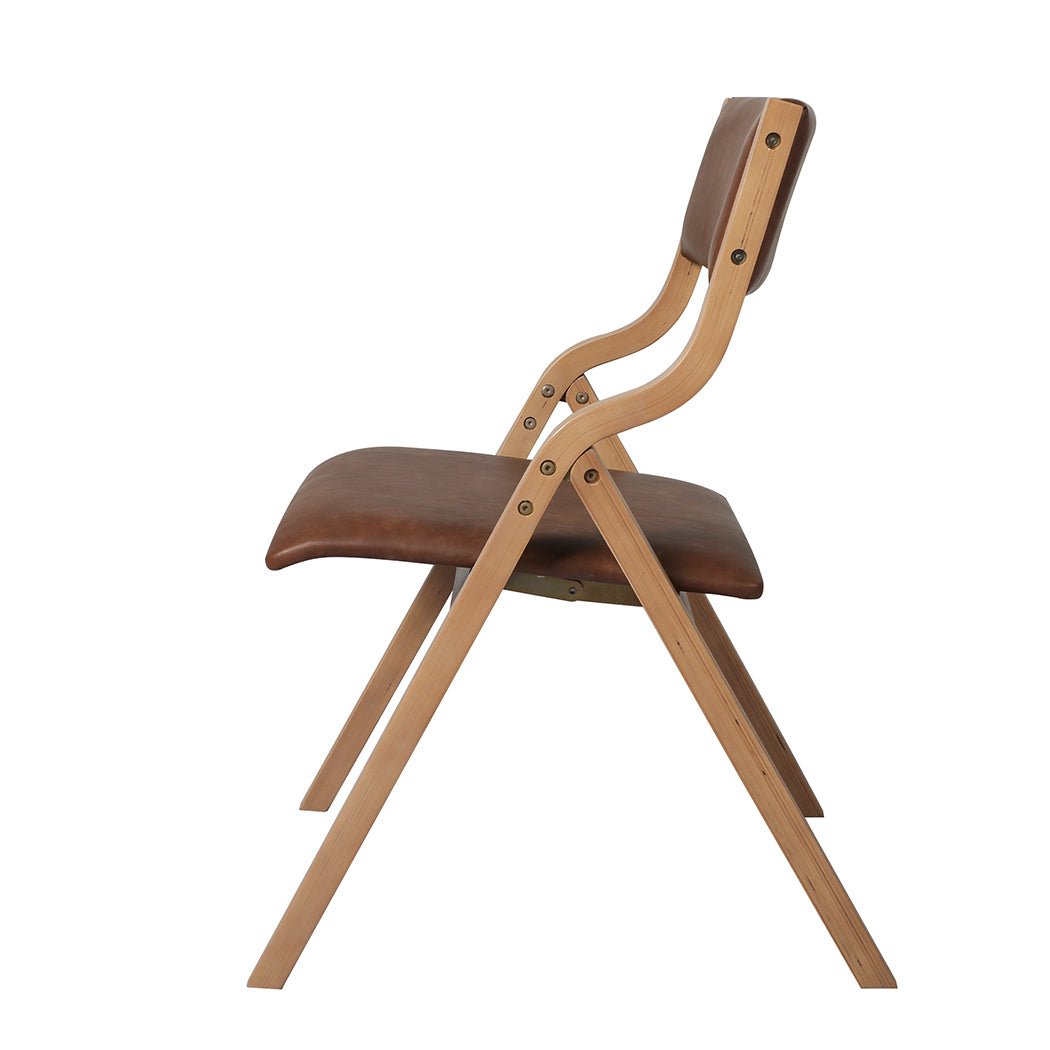 6x Foldable Dining Chairs with PU Leather Seat - Tan - Rivercity House & Home Co. (ABN 18 642 972 209) - Affordable Modern Furniture Australia