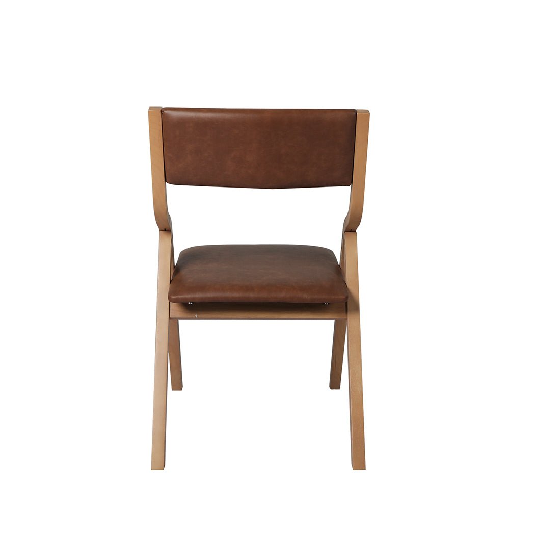 6x Foldable Dining Chairs with PU Leather Seat - Tan - Rivercity House & Home Co. (ABN 18 642 972 209) - Affordable Modern Furniture Australia