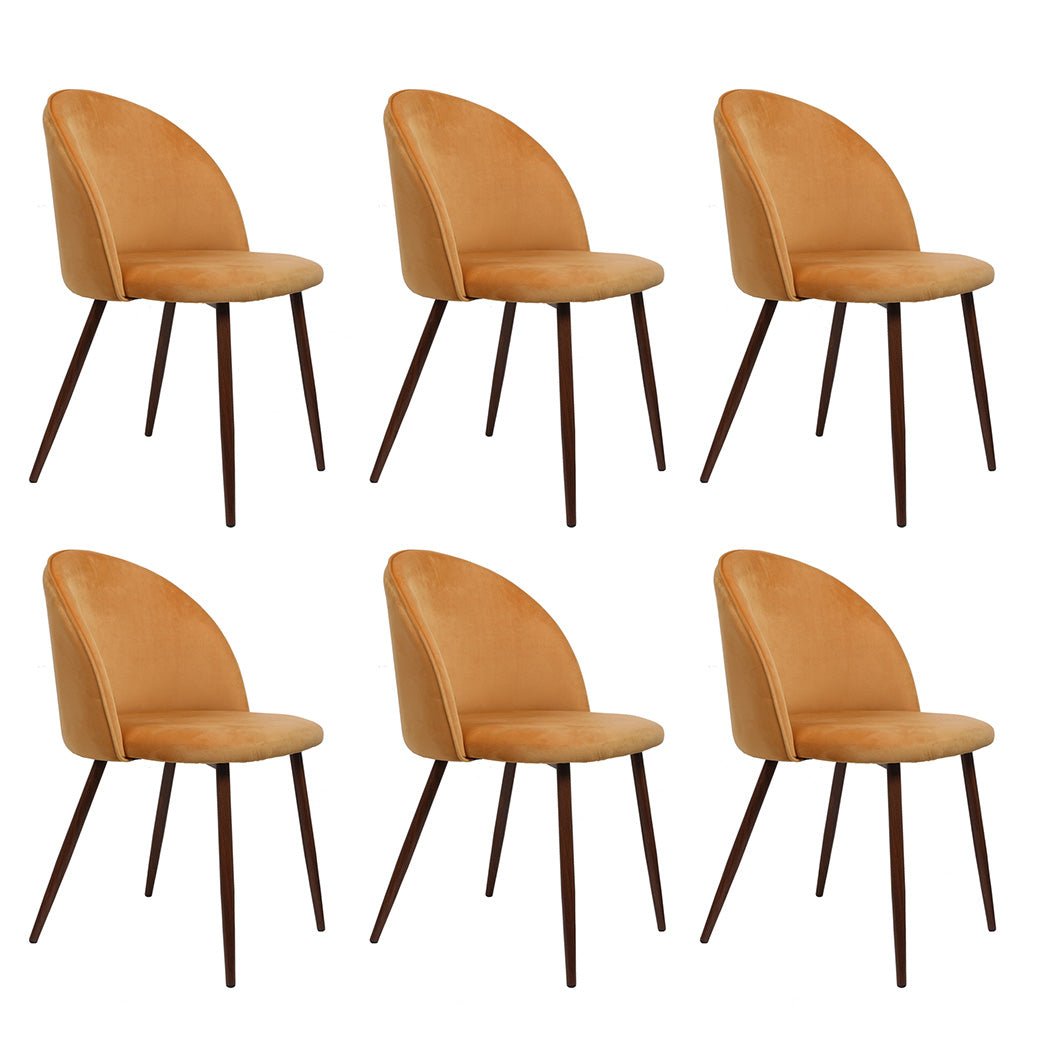 6x French Dining Chairs with Velvet Seat and Steel Legs - Mustard - Rivercity House & Home Co. (ABN 18 642 972 209) - Affordable Modern Furniture Australia
