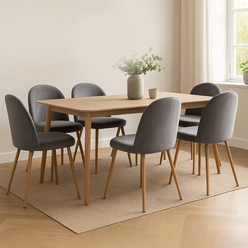 6x French Provincial Dining Chairs with Velvet Seat - Grey - Rivercity House & Home Co. (ABN 18 642 972 209) - Affordable Modern Furniture Australia