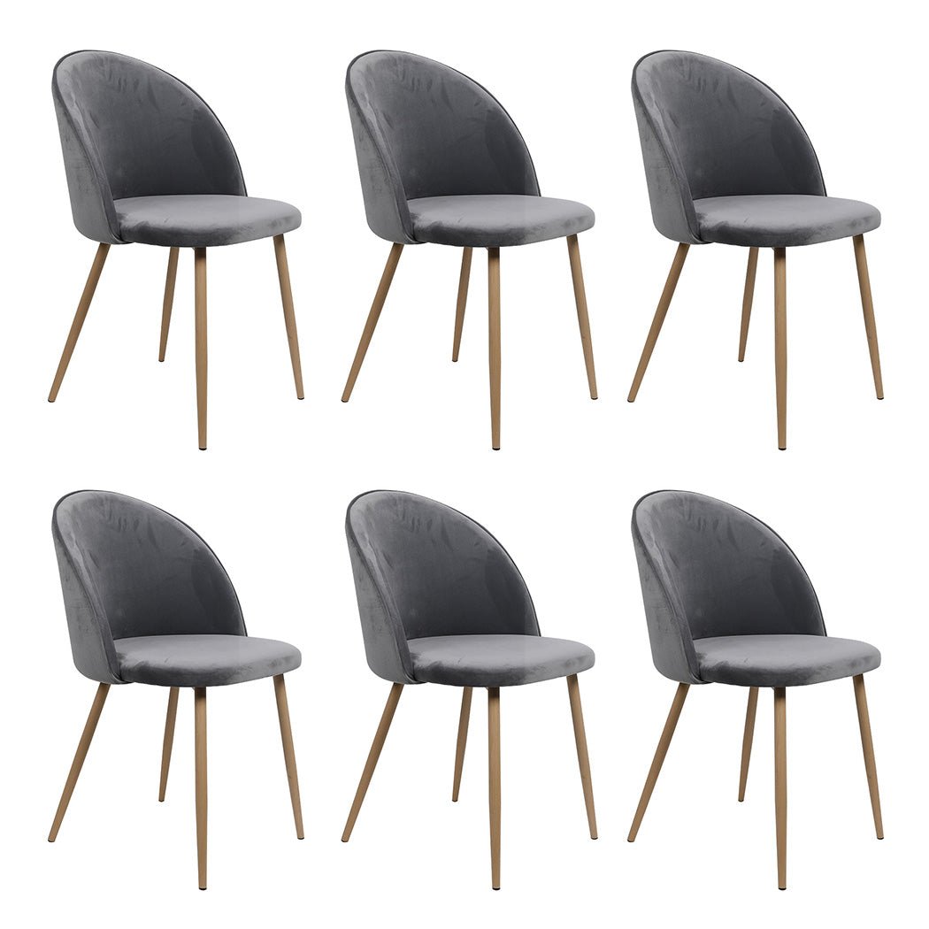 6x French Provincial Dining Chairs with Velvet Seat - Grey - Rivercity House & Home Co. (ABN 18 642 972 209) - Affordable Modern Furniture Australia