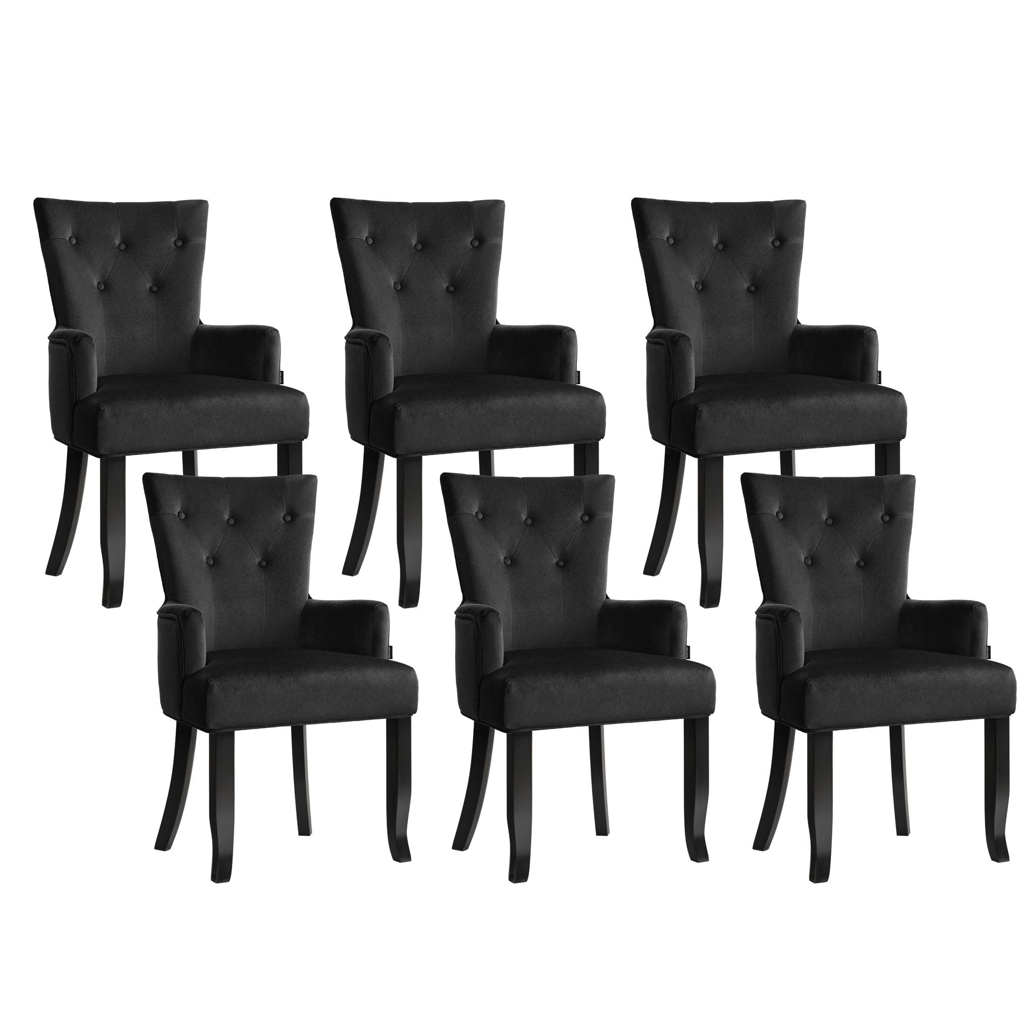 6x French Provincial Velvet Dining Armchairs - Black - Furniture > Dining > Kitchen & Dining Chairs - Rivercity House & Home Co. (ABN 18 642 972 209) - Affordable Modern Furniture Australia