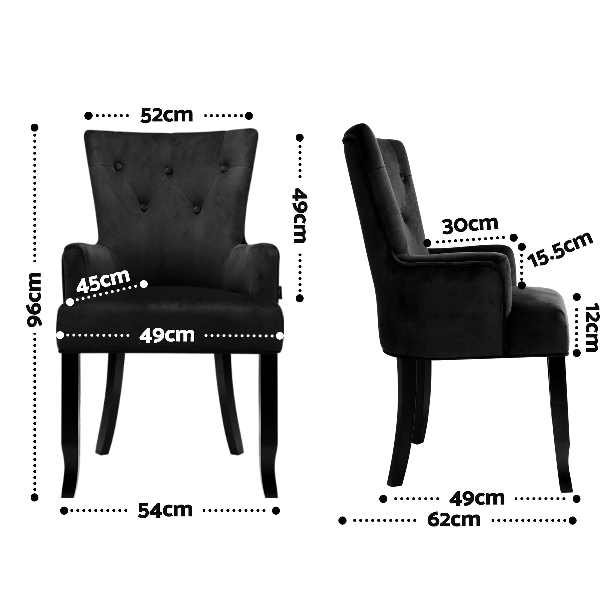 6x French Provincial Velvet Dining Armchairs - Black - Furniture > Dining > Kitchen & Dining Chairs - Rivercity House & Home Co. (ABN 18 642 972 209) - Affordable Modern Furniture Australia