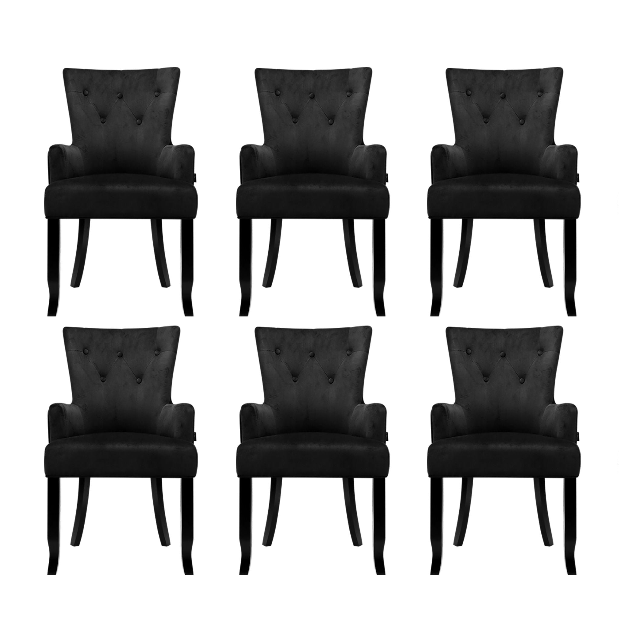 6x French Provincial Velvet Dining Armchairs - Black - Furniture > Dining > Kitchen & Dining Chairs - Rivercity House & Home Co. (ABN 18 642 972 209) - Affordable Modern Furniture Australia