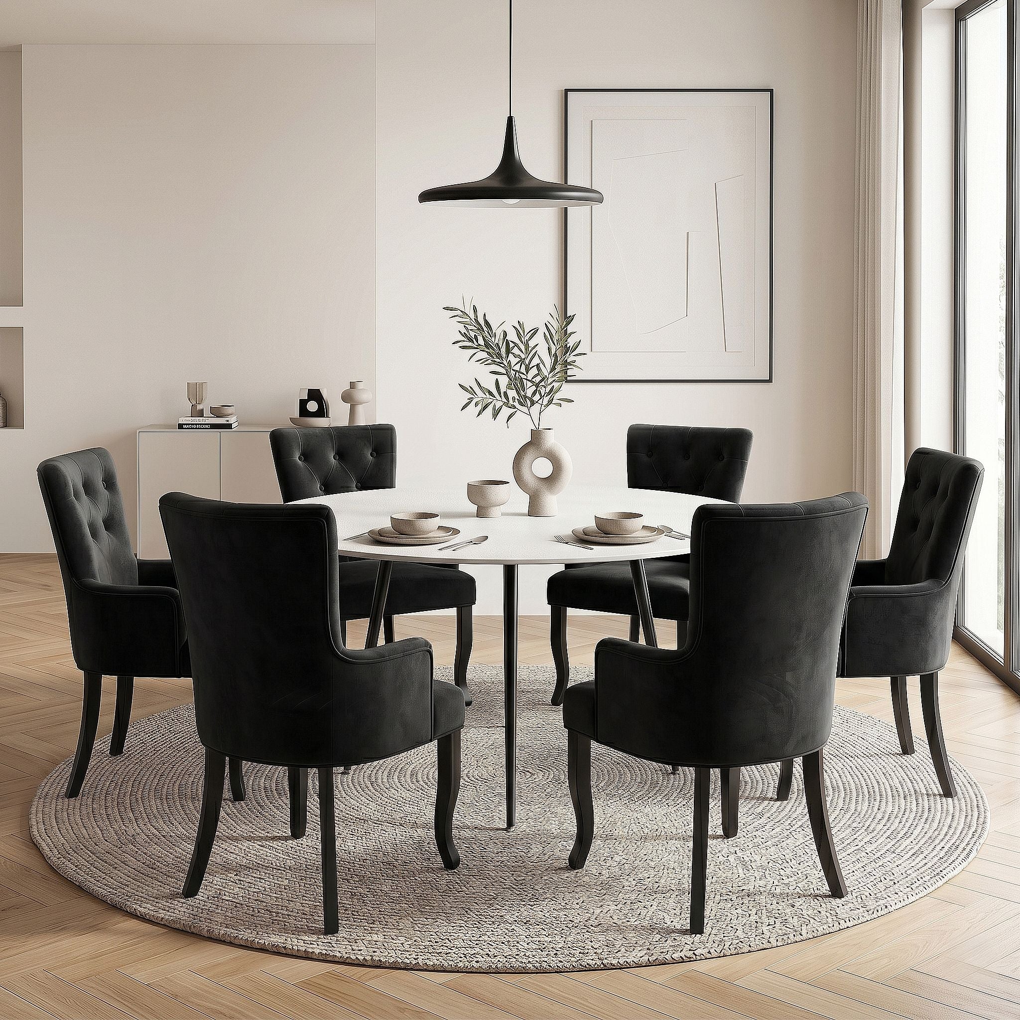 6x French Provincial Velvet Dining Armchairs - Black - Furniture > Dining > Kitchen & Dining Chairs - Rivercity House & Home Co. (ABN 18 642 972 209) - Affordable Modern Furniture Australia
