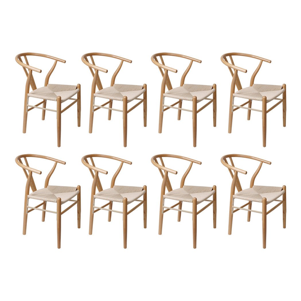 6x Hans Solid Wood Dining Chairs with Rattan Seat - Natural - Rivercity House & Home Co. (ABN 18 642 972 209) - Affordable Modern Furniture Australia