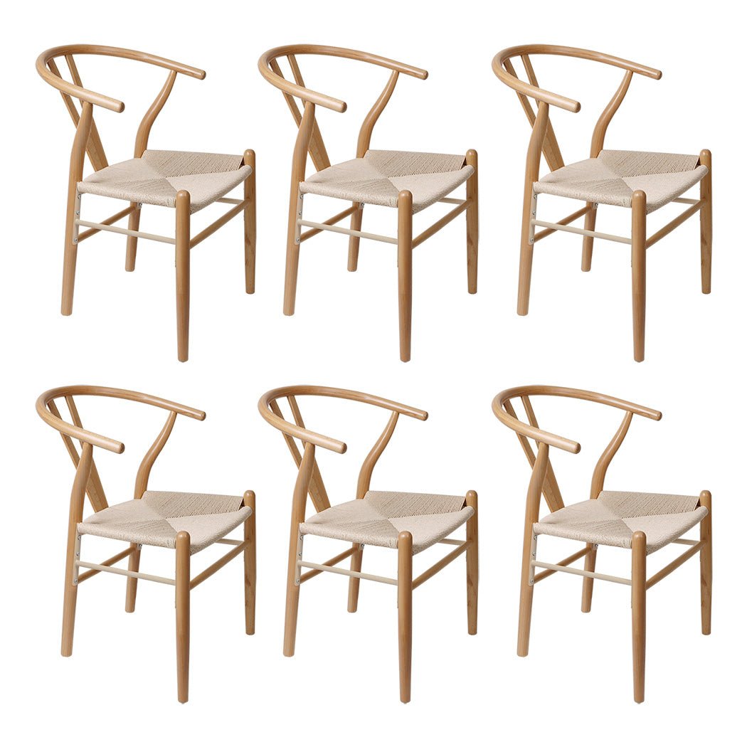 6x Hans Solid Wood Dining Chairs with Rattan Seat - Natural - Rivercity House & Home Co. (ABN 18 642 972 209) - Affordable Modern Furniture Australia