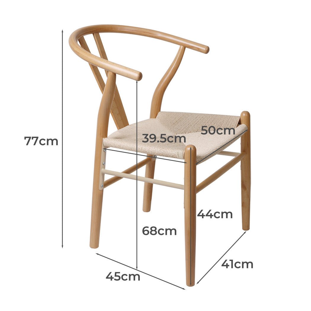 6x Hans Solid Wood Dining Chairs with Rattan Seat - Natural - Rivercity House & Home Co. (ABN 18 642 972 209) - Affordable Modern Furniture Australia