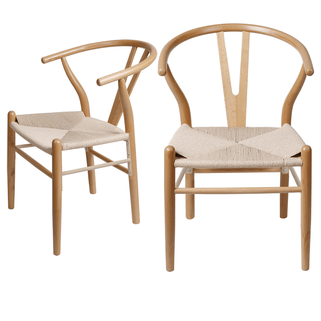 6x Hans Solid Wood Dining Chairs with Rattan Seat - Natural - Rivercity House & Home Co. (ABN 18 642 972 209) - Affordable Modern Furniture Australia