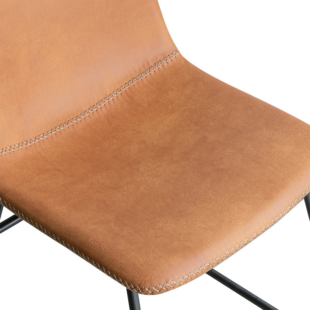 6x PU Leather Dining Chairs with Steel Legs - Brown - Rivercity House & Home Co. (ABN 18 642 972 209) - Affordable Modern Furniture Australia