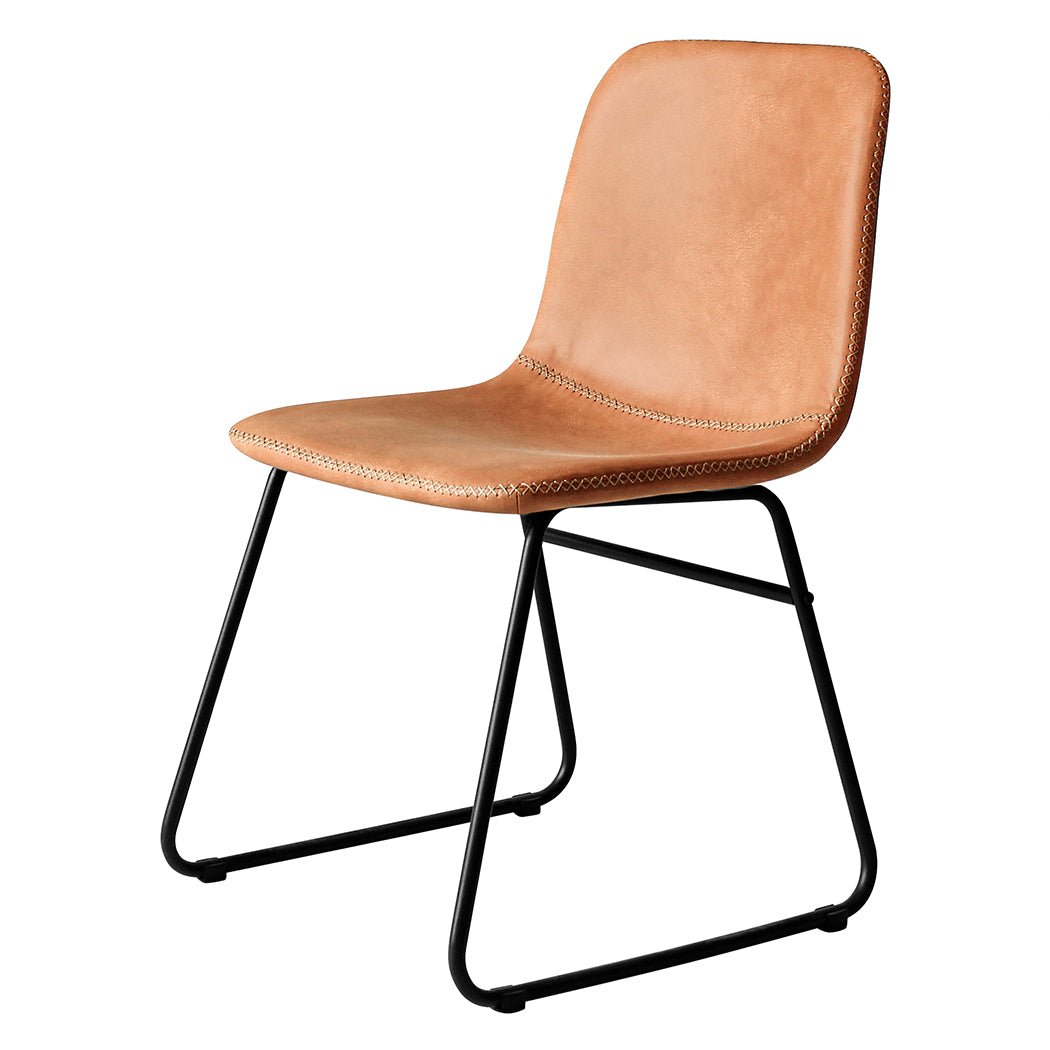 6x PU Leather Dining Chairs with Steel Legs - Brown - Rivercity House & Home Co. (ABN 18 642 972 209) - Affordable Modern Furniture Australia