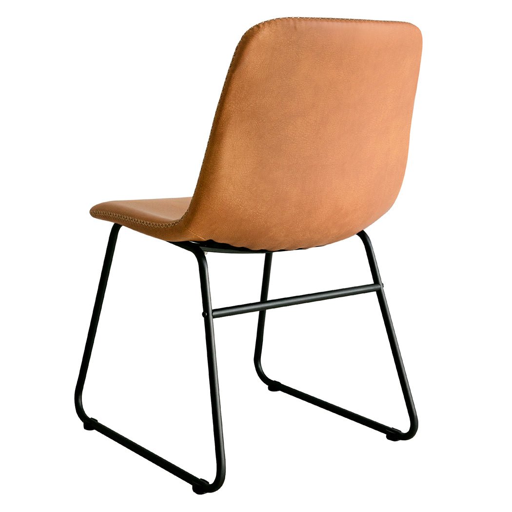 6x PU Leather Dining Chairs with Steel Legs - Brown - Rivercity House & Home Co. (ABN 18 642 972 209) - Affordable Modern Furniture Australia