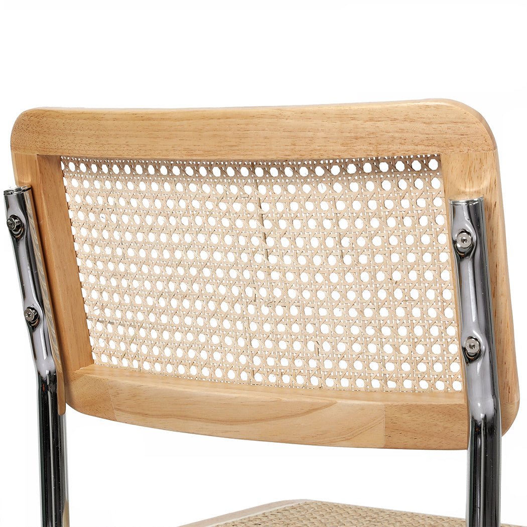 6x Replica Cesca Rattan Dining Chairs with Chrome Steel Frame - Natural - Rivercity House & Home Co. (ABN 18 642 972 209) - Affordable Modern Furniture Australia
