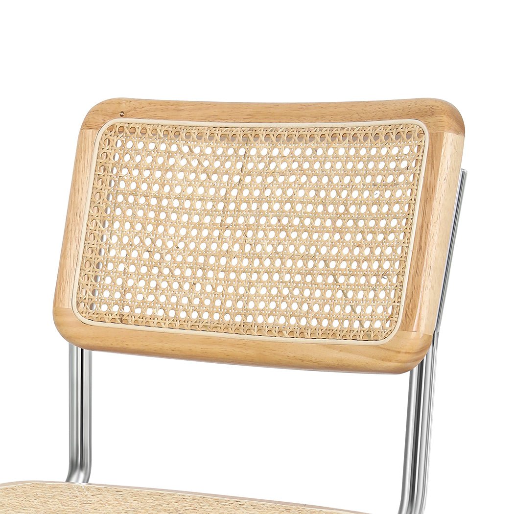 6x Replica Cesca Rattan Dining Chairs with Chrome Steel Frame - Natural - Rivercity House & Home Co. (ABN 18 642 972 209) - Affordable Modern Furniture Australia