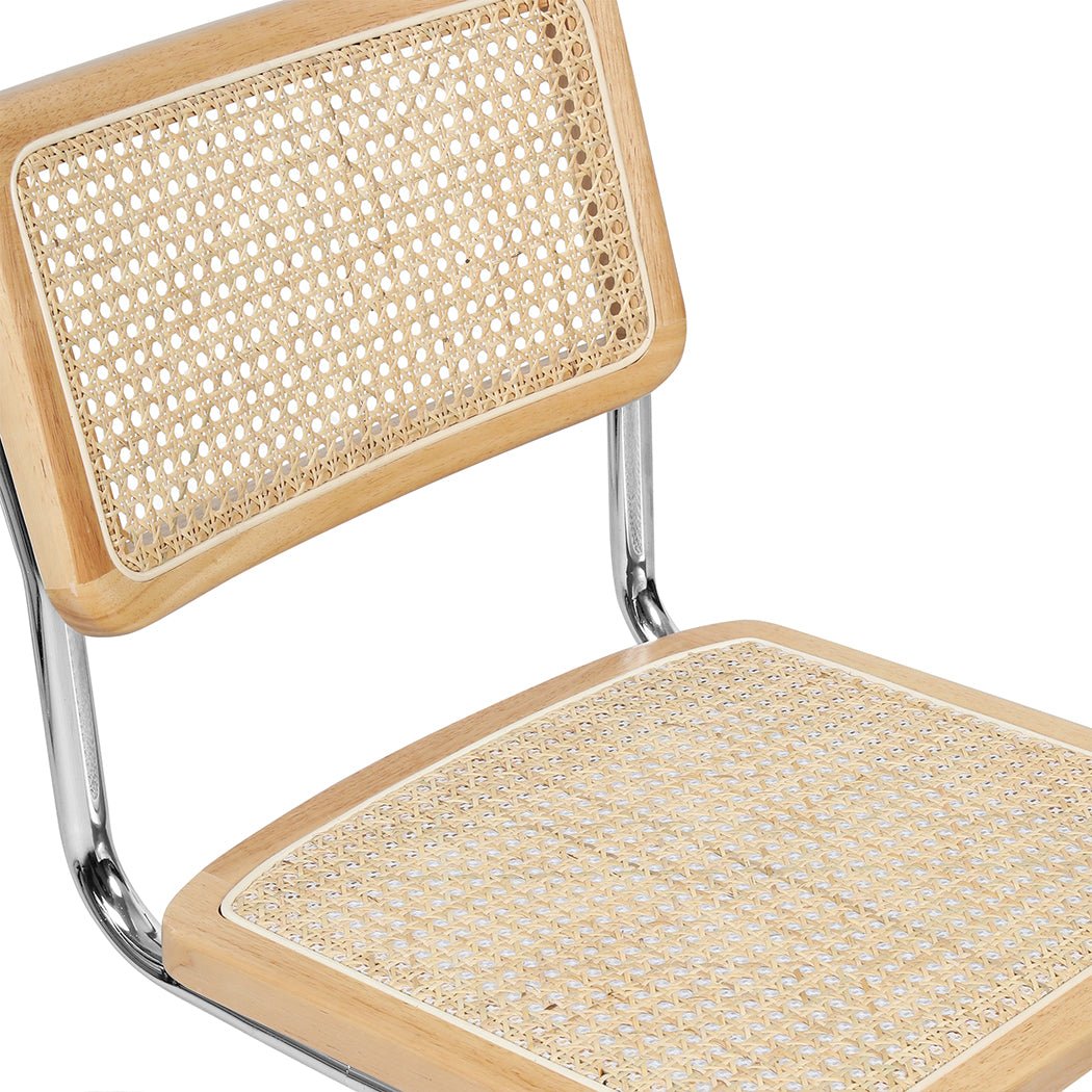 6x Replica Cesca Rattan Dining Chairs with Chrome Steel Frame - Natural - Rivercity House & Home Co. (ABN 18 642 972 209) - Affordable Modern Furniture Australia