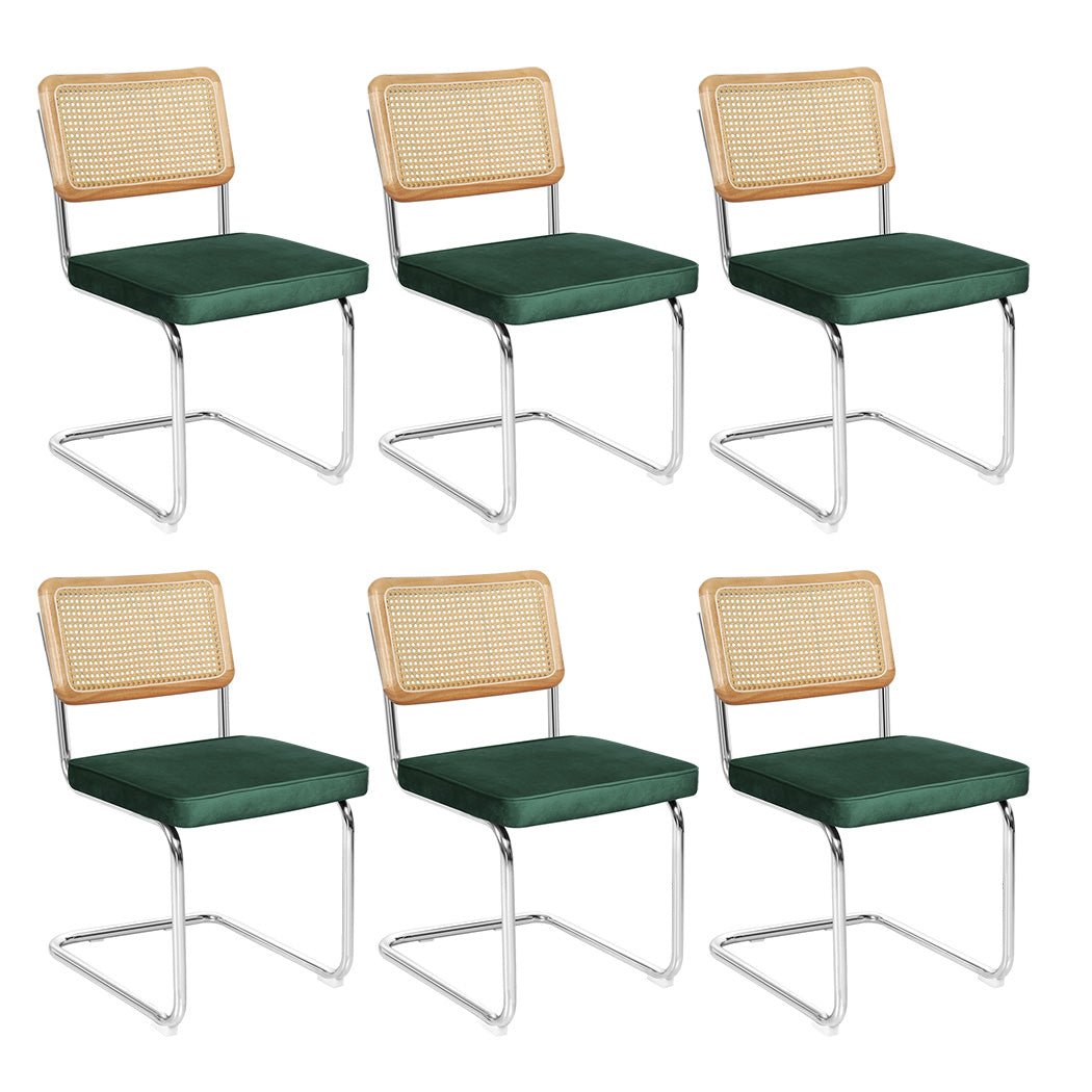 6x Replica Cesca Rattan Dining Chairs with Rubberwood Frame - Natural Green - Rivercity House & Home Co. (ABN 18 642 972 209) - Affordable Modern Furniture Australia