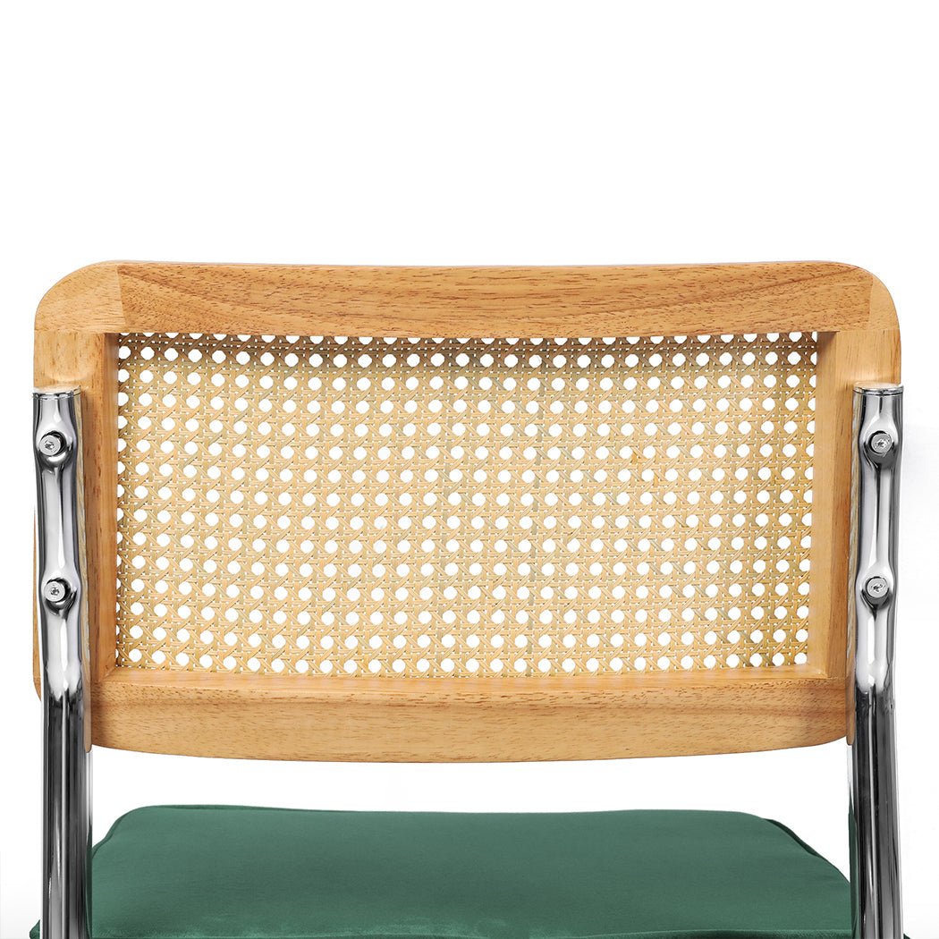 6x Replica Cesca Rattan Dining Chairs with Rubberwood Frame - Natural Green - Rivercity House & Home Co. (ABN 18 642 972 209) - Affordable Modern Furniture Australia