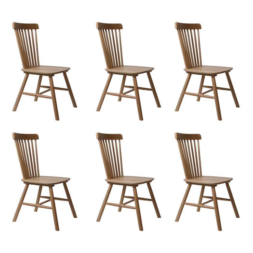 6x Windsor Dining Chairs Solid Oak Kitchen Seating - Oak - Rivercity House & Home Co. (ABN 18 642 972 209) - Affordable Modern Furniture Australia