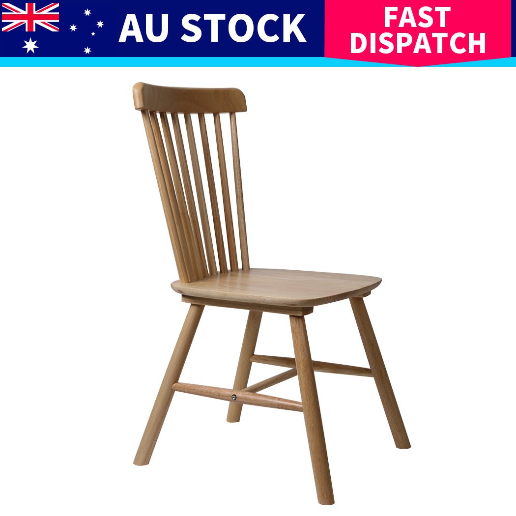 6x Windsor Dining Chairs Solid Oak Kitchen Seating - Oak - Rivercity House & Home Co. (ABN 18 642 972 209) - Affordable Modern Furniture Australia